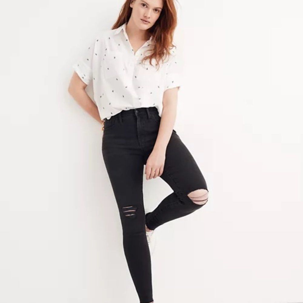 Madewell 9" Mid Rise Skinny Jeans Black Sea size 24